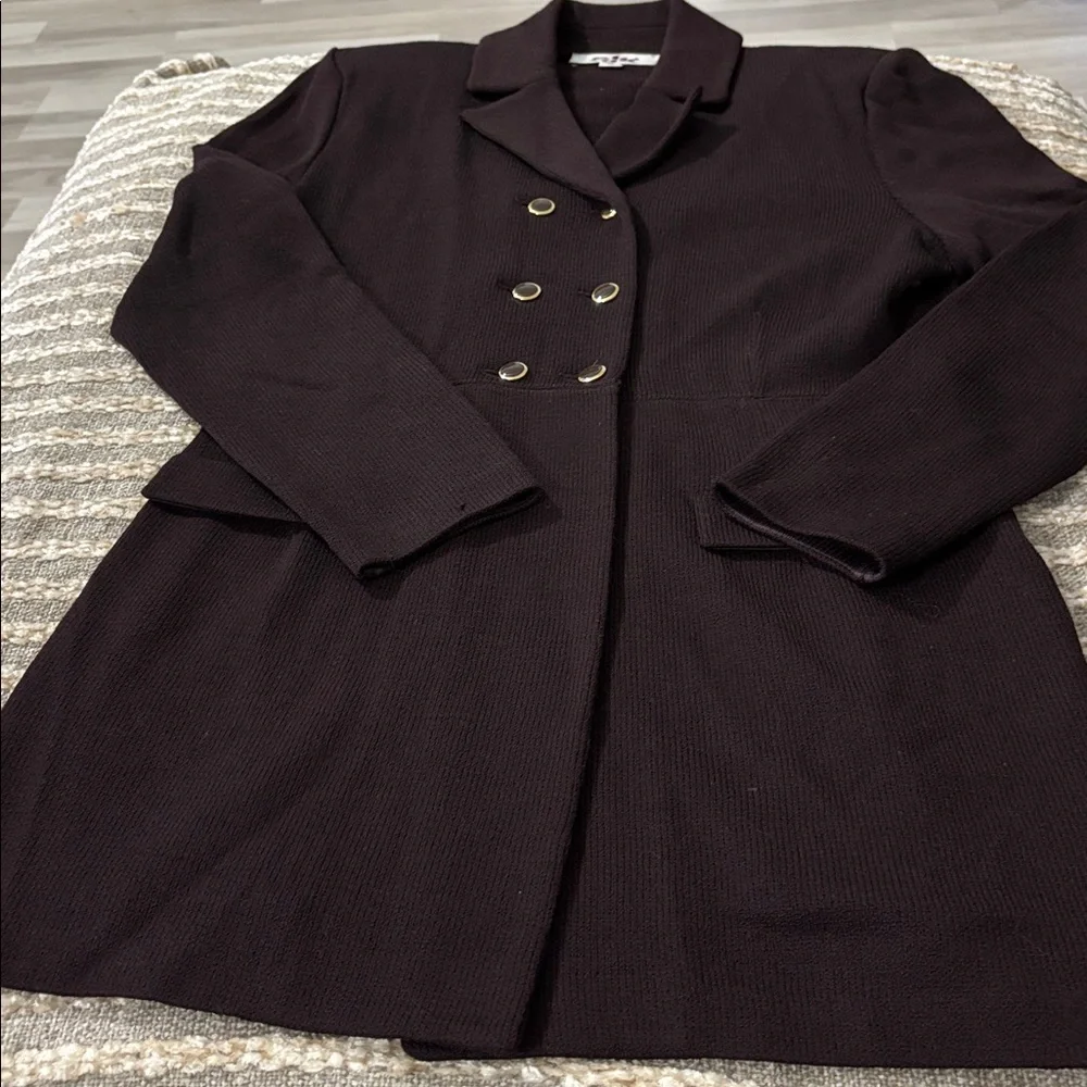 St John Dark Brown Santana Knit Women’s Double-Breasted‎ Pants Suit Size 12